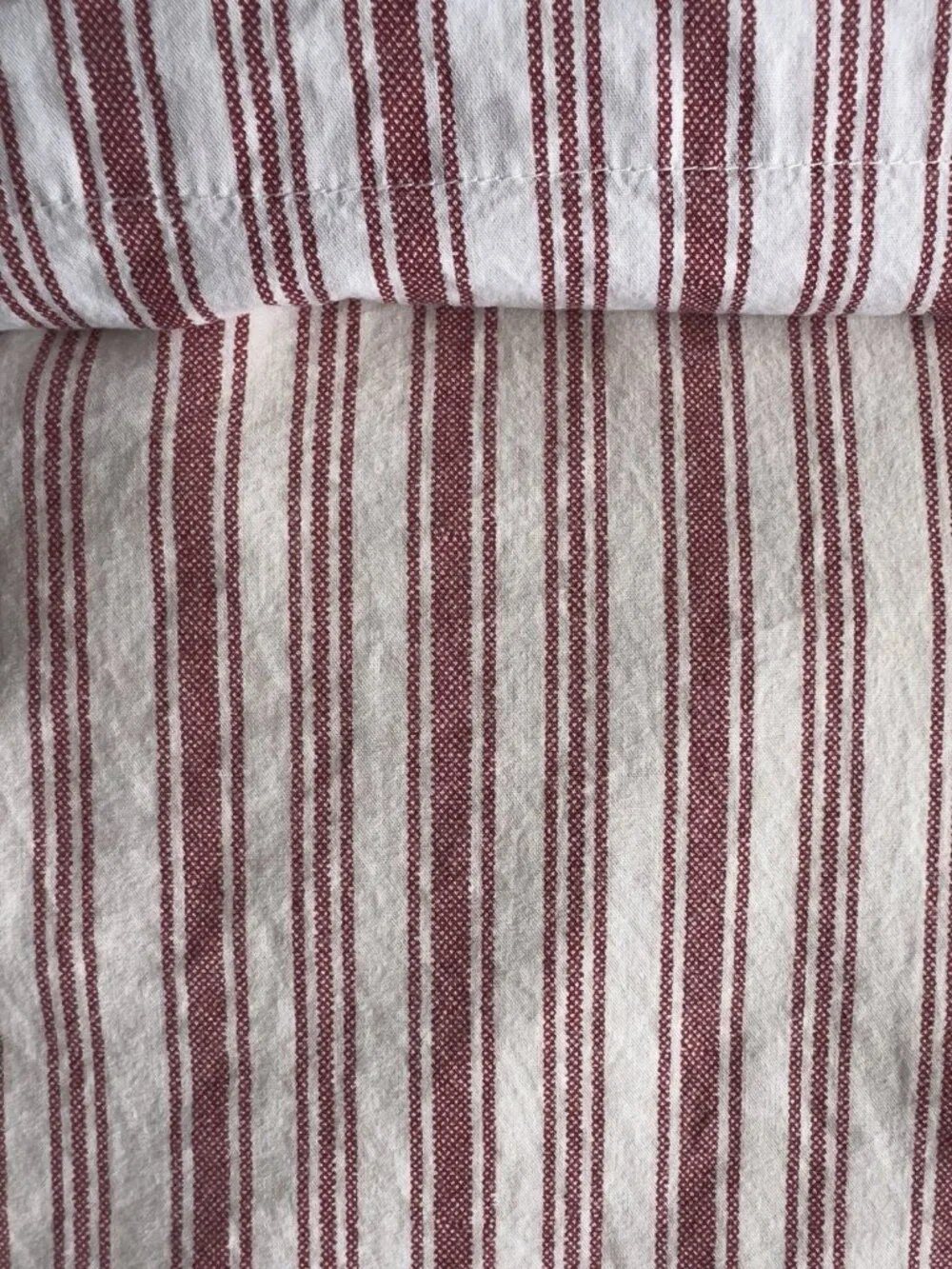 NAUTICA Twin 2 Pc Ticking Stripe Coleridge Red White Sheet Set 1-Flat 1-Fitted